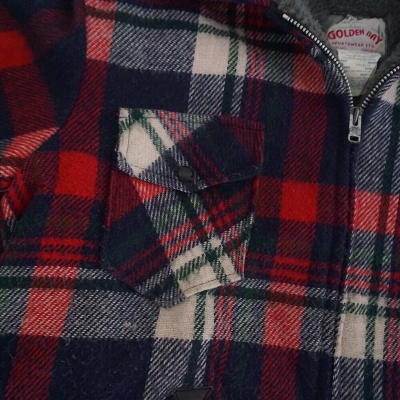 Vintage '70S Golden Bay Navy Red Plaid Teddy Bear Lined Rare Outdoor Jacket 2XL - Picture 10 of 13